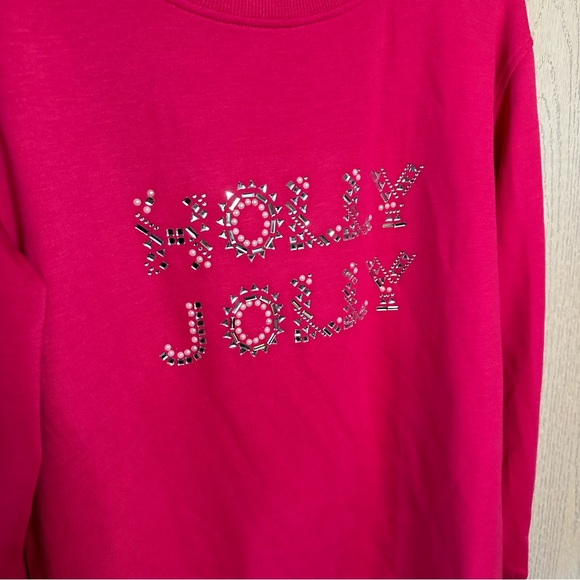 Jane And Delancey Pink Holly Jolly Christmas Sweater Medium - Picture 4 of 10